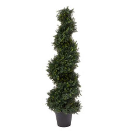 PERFECTPILLOWS 4 ft. Tall Artificial Cypress Spiral Topiary Tree Potted Indoor/Outdoor UV Protection Trees in Pot PE3250784